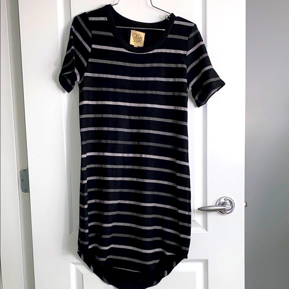 Chaser Cozy Knit Short Sleeve Hi Lo Shirttail Tee Dress